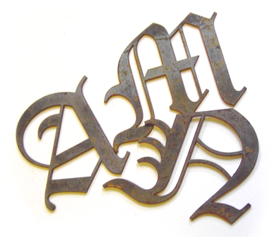 mild steel letters in an old english typestyle