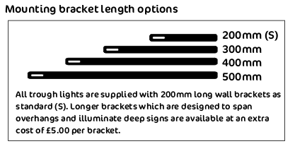 troughlight bracket lengths